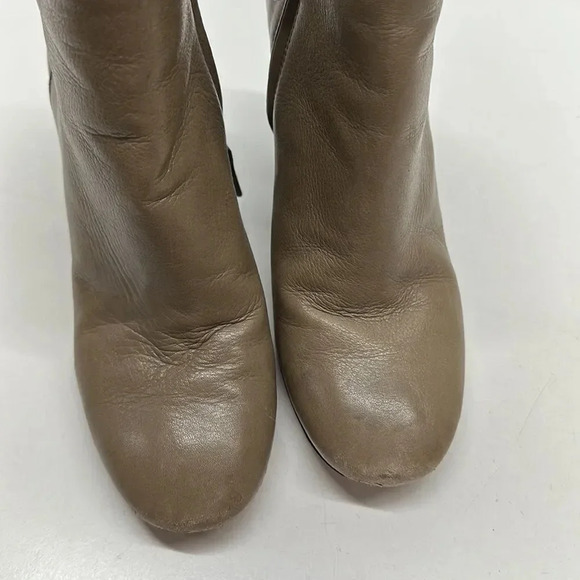 Tory Burch Bowie Heeled Leather Ankle Boots Taupe Brown Size 6.5 - Picture 9 of 13